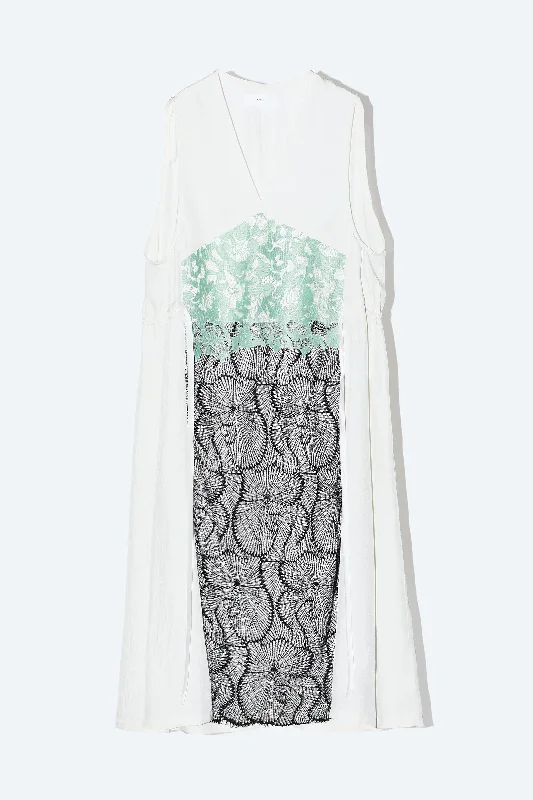 ACETATE TWILL LACE DRESS
