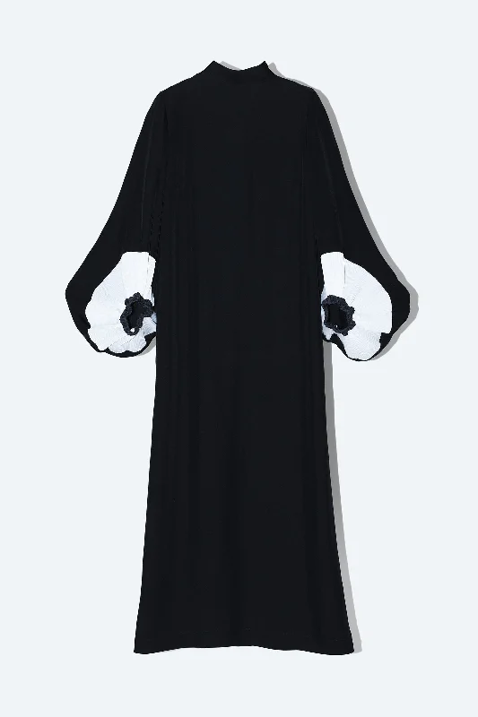 ACETATE TWILL PLEATS DRESS