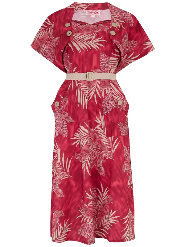 Two Piece Vintage Style Palm Print Dress & Bolero