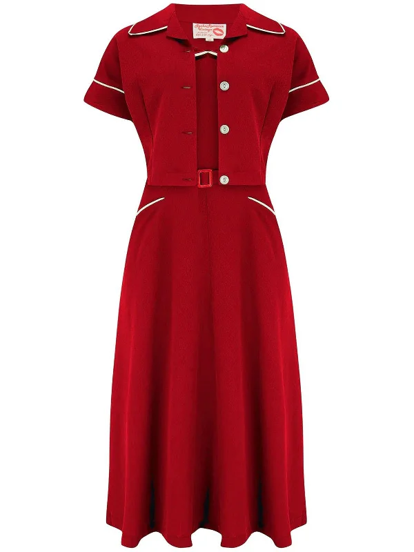 Two Piece Vintage Style Red Dress & Bolero Set