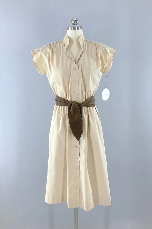 Vintage Leslie Fay Tan Casual Dress