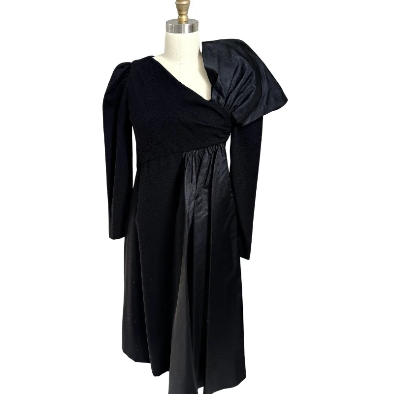 VTG 1960s Mollie Parnis Black Sheath Dress Avant Guard Asymmetrical Bow LBD sz2