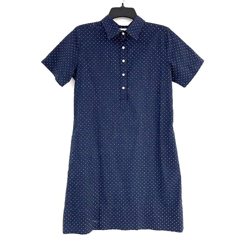 Wmns ANN MASHBURBN 100% Cotton Navy Blue Polka Dot Lightweight Dress Sz S
