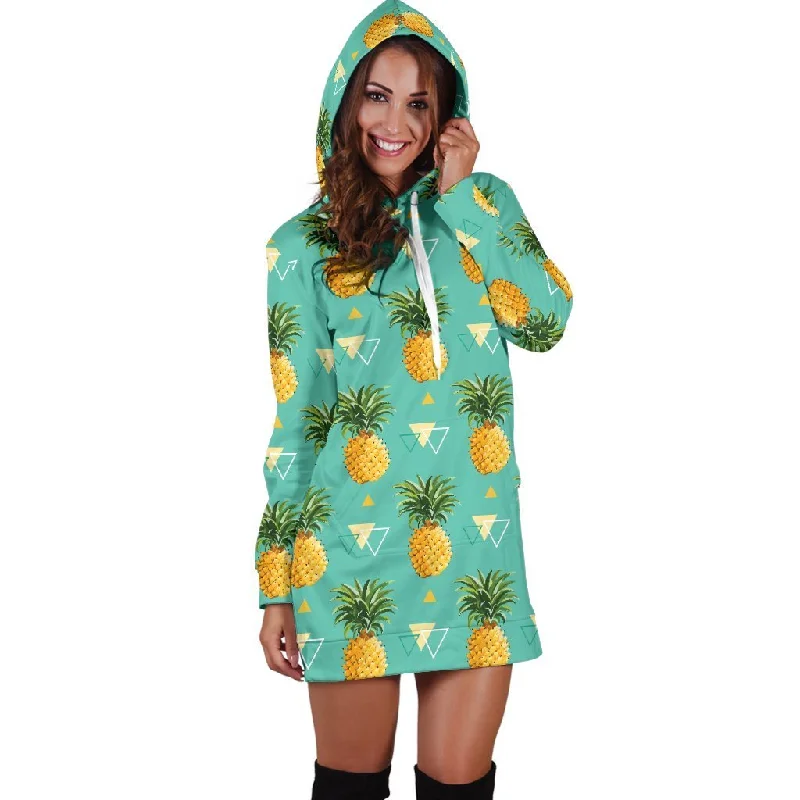 Women Triangle Pineapple Hawaiian Hoodie Dress Print