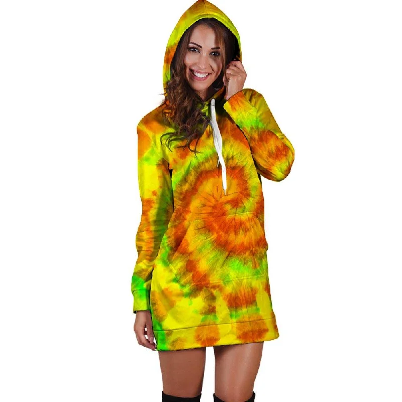 Yellow Tie Dye Hoodie Dress