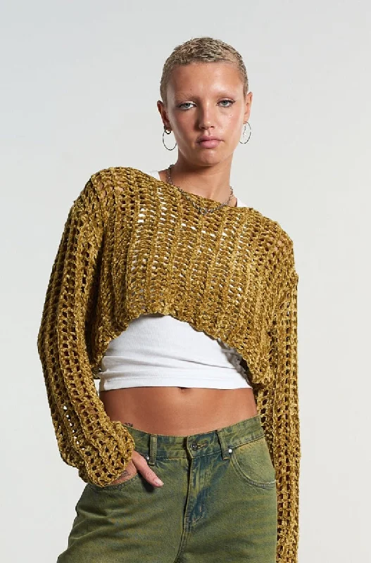 Cage Open Knit Top Festive Knit Tee