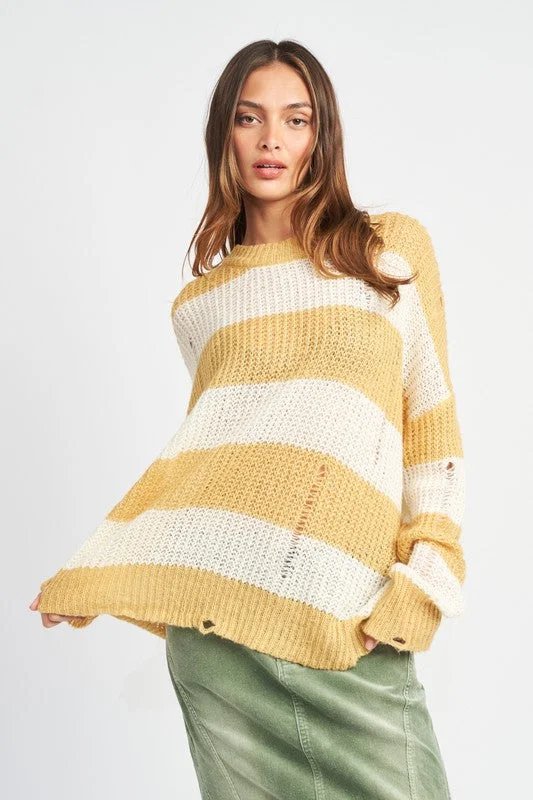Distressed Knit Top Party Knit Blouse
