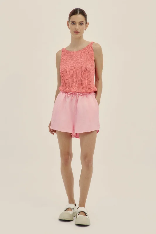 Eli Knit Top Coral High-End Knit Shirt
