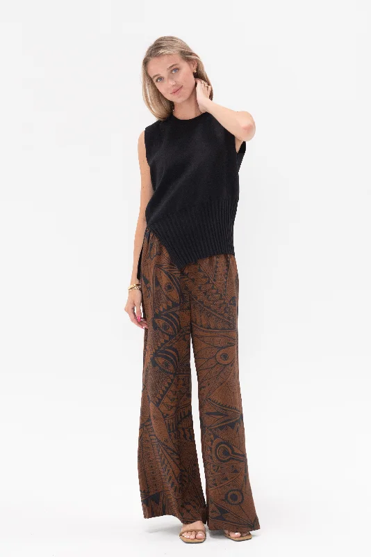 Lithe Knit Top, Black Linen Knit Blouse