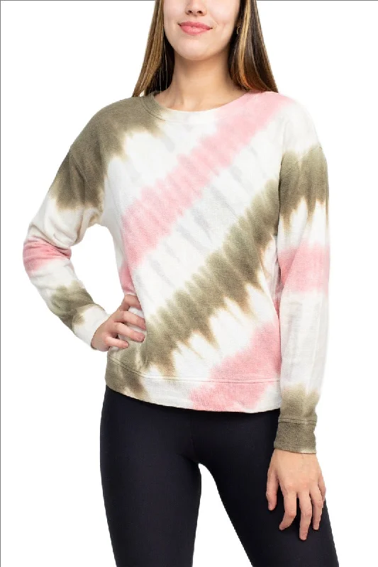 Tint + Shadow Crew Neck Long Sleeve Multi Print Knit Top Designer Knit Top