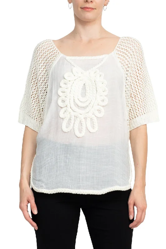 Alberto Makali Scoop Neck Short Sleeve Knit Top Chic Knit Top