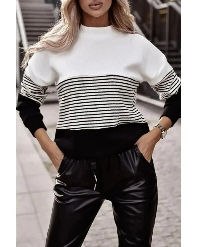 Azura Exchange Contrast Color block Knit Top - XL Scoop Neck Knit Tee