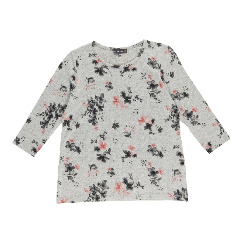 Classic Editions Women's Printed 3/4 Sleeve Knit Top Branded Knit Top