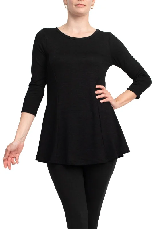 Cupio Scoop Neck 3/4 Sleeve Solid Knit Top V Neck Knit Shirt