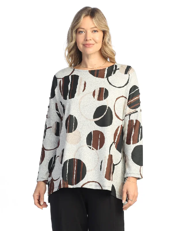 Jess & Jane "Mocha" French Brushed Knit Top - FB9-1969 Ash Gray Knit Top