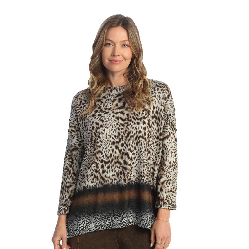 Jess & Jane "Safari" French Brushed Knit Top - FB9-1863 Cotton Knit Shirt