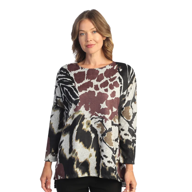 Jess & Jane "Savannah" French Brushed Knit Top - FB9-1776 Round Neck Knit Blouse