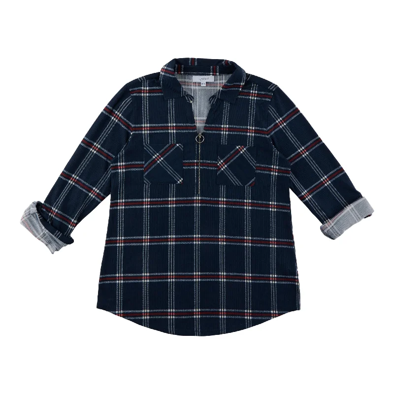 mySTYLE Women's Plaid Knit Top Custom Knit Shirt