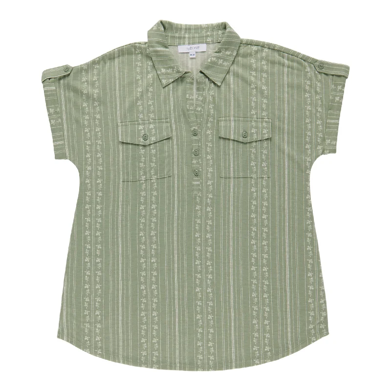 mySTYLE Women's Stripe Knit Top Sustainable Knit Top