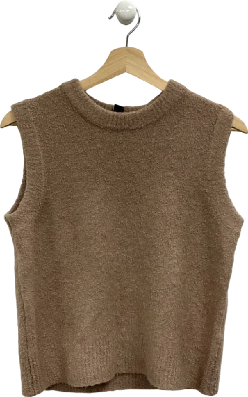 New Look Beige Sleeveless Knit Top UK M Long Sleeve Knit Tee