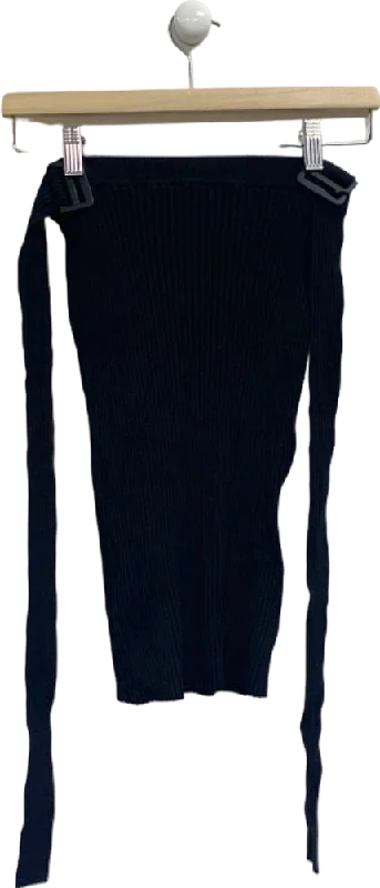 Point Zero One Black Ribbed Knit Top Autumn Knit Shirt