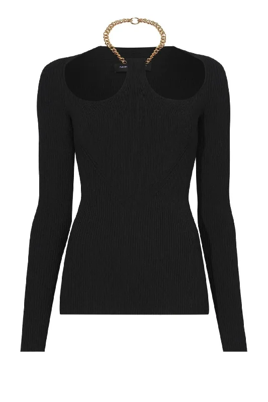 Proenza Schouler Viscose Knit Top - Black Mustard Yellow Knit Tee