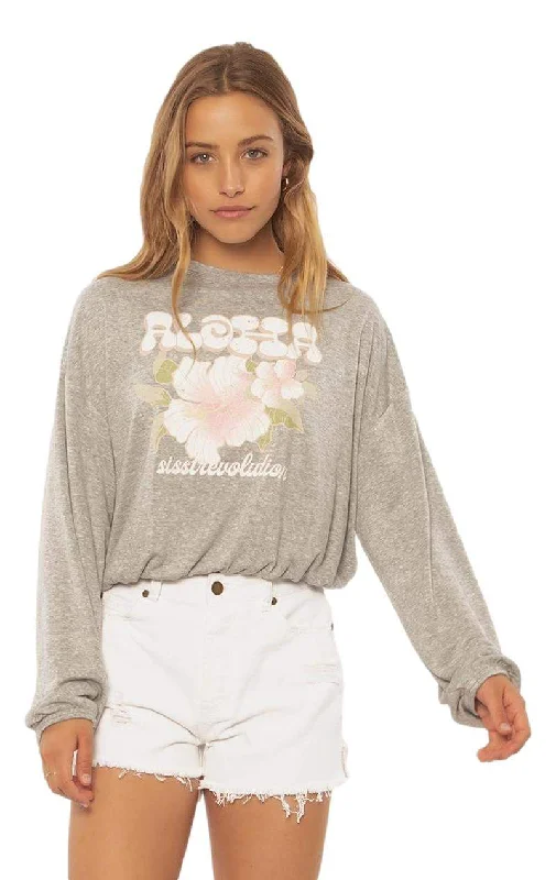 Sisstrevolution Surf check knit top - grey heather Elegant Knit Top
