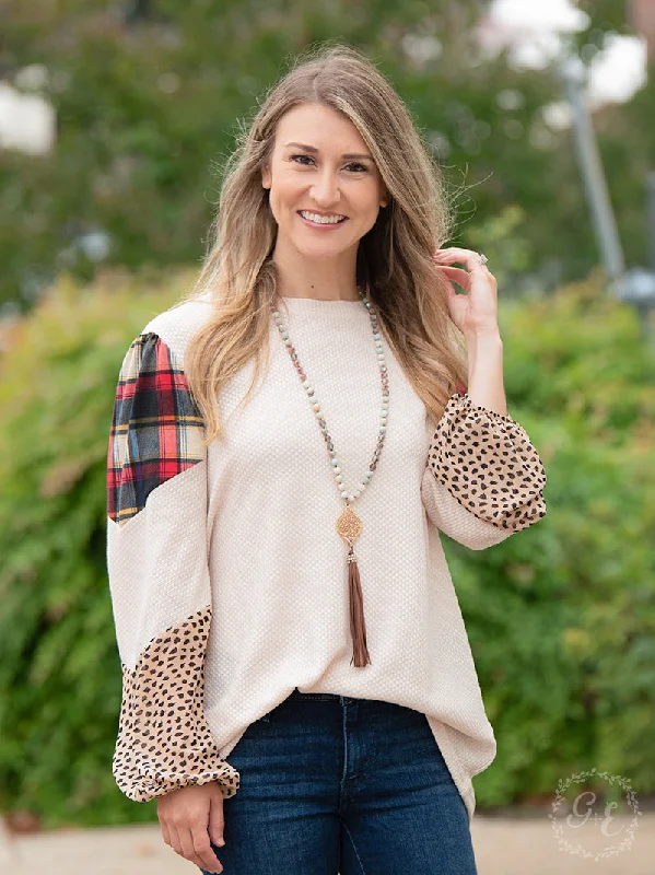 Southern Grace Princeton Plaid Waffle Knit Top Turtle Neck Knit Top