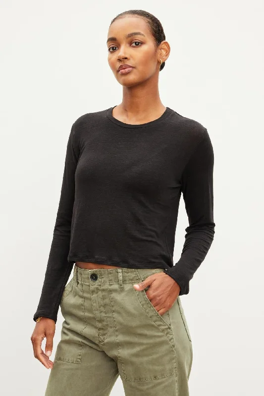 Velvet by Graham & Spencer Kara 06 Linen Knit Top | Black Pastel Knit Top
