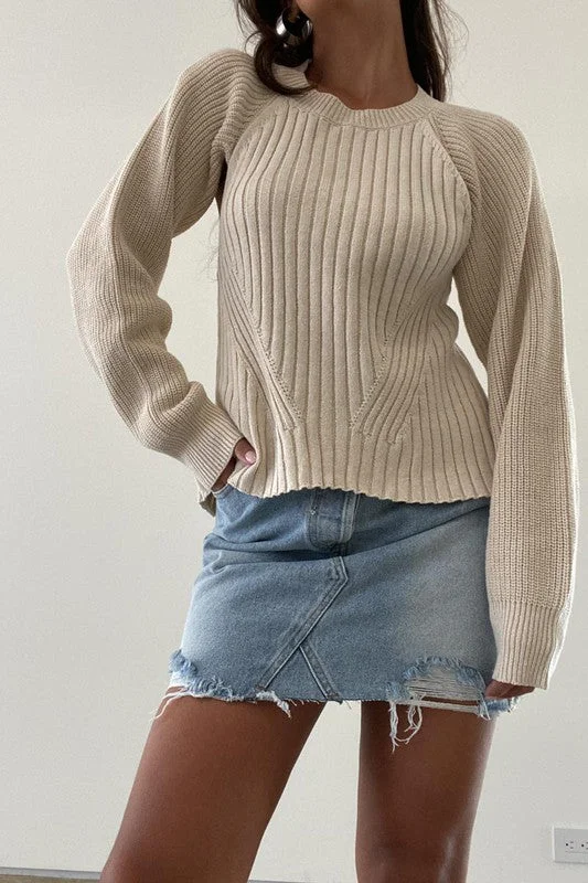 Open Back Knit Top Seasonal Knit Shirt