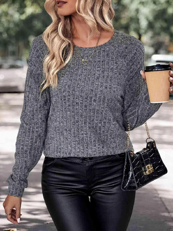 Heathered Knit Top Handmade Knit Blouse