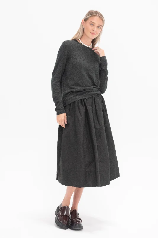 Crewneck Knit Top, Forest Linen Knit Blouse
