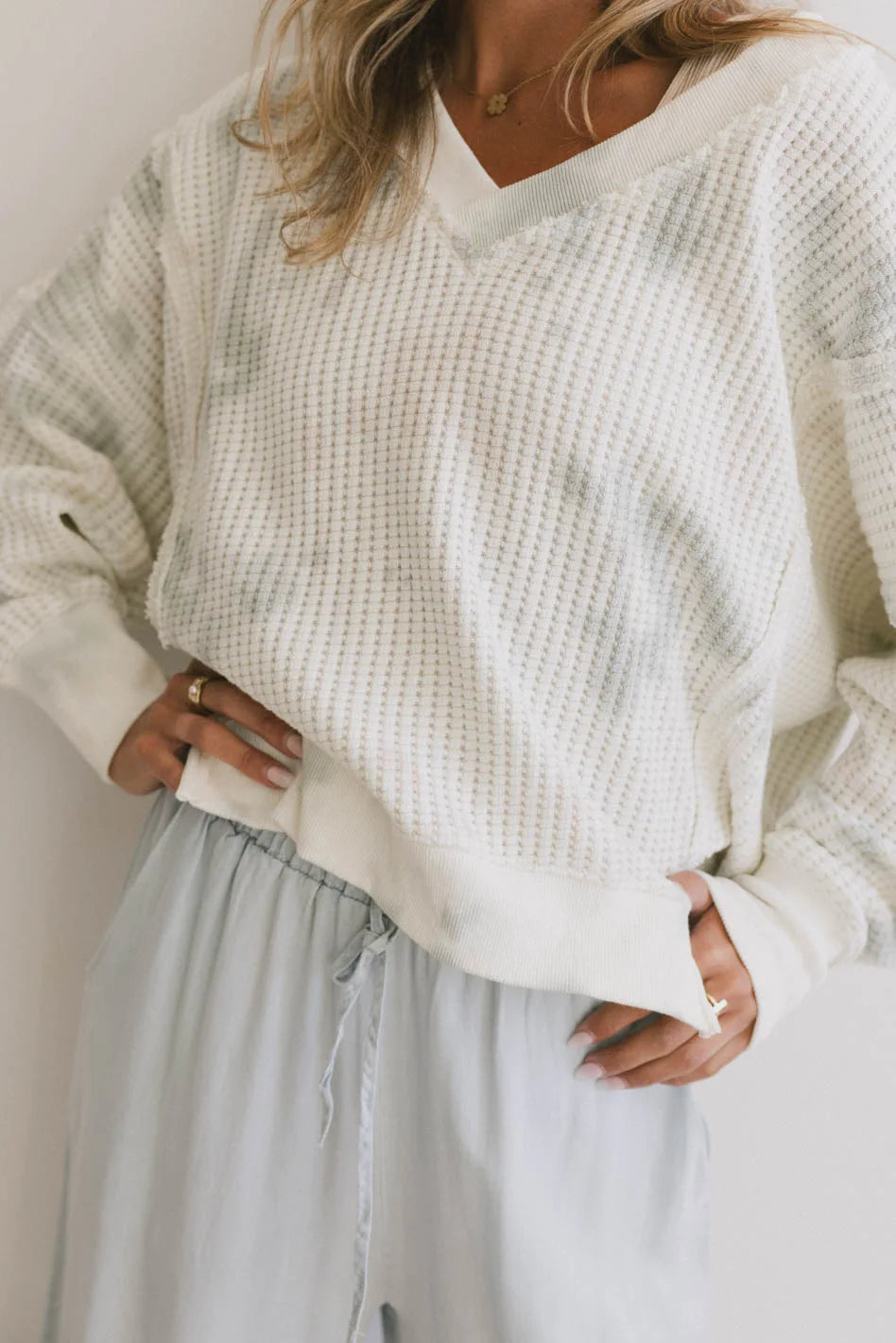 Ellis Waffle Knit Top in Tie Dye Winter Knit Top
