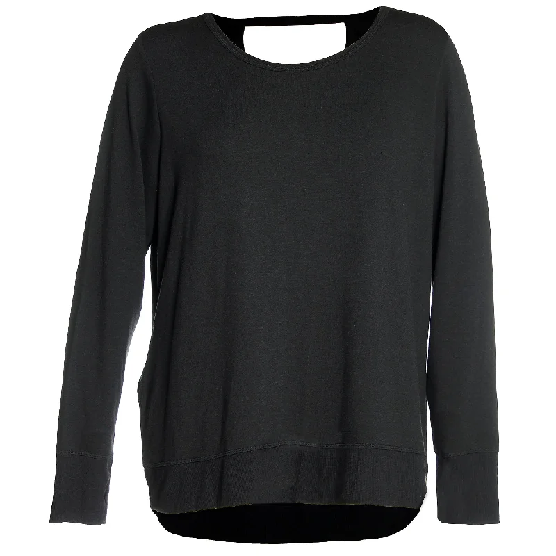 Ideology Purple or Black Long Sleeve Open Back Knit Top Comfortable Knit Tee