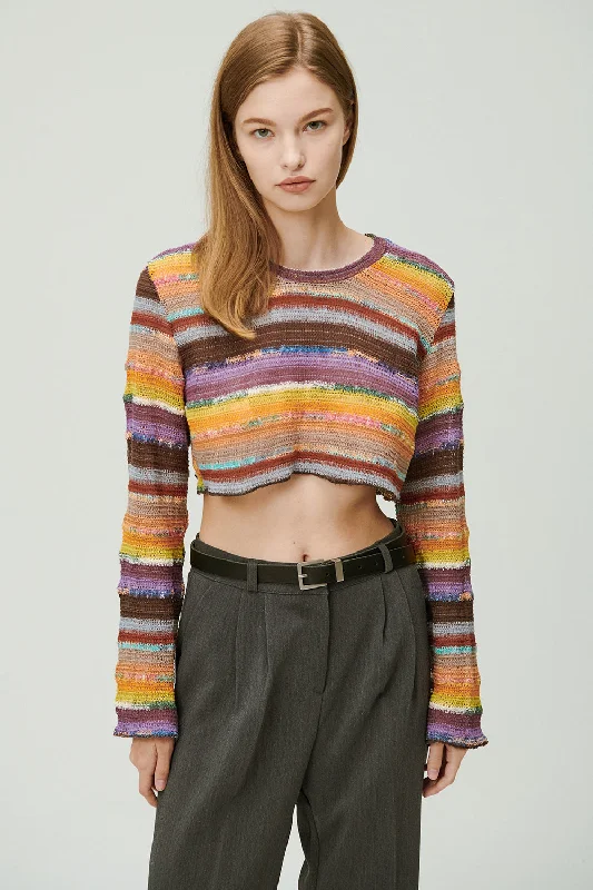 Janet Multi Color Knit Top One Shoulder Knit Shirt