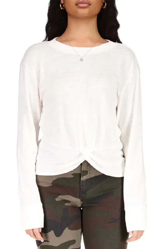 Sanctuary Knotted Knit Top Round Neck Knit Blouse