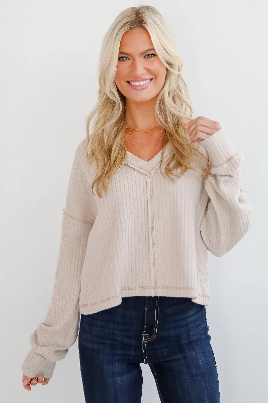 Cozy Sophisticate Cream Soft Knit Top Animal Print Knit Blouse