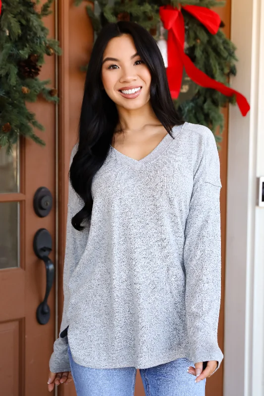 Effortless Pick Heather Grey Knit Top - DOORBUSTER Halter Neck Knit Tee