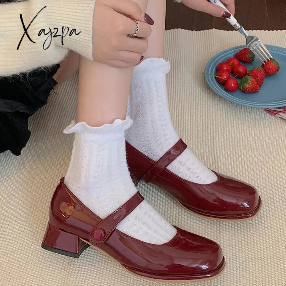 New Women Mary Jane Shoes Fashion Square Toe Shallow Ladies Elegant Dress Single Leather Shoes Square Heel Sandal Tunics Bridal satin New Women Mary Jane Shoes Fashion Square Toe Shallow Ladies Elegant Dress Single Leather Shoes Square Heel Sandal Tunics Bridal satin