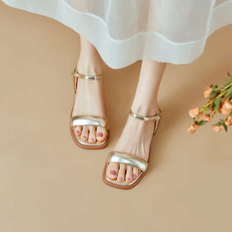 Summer Gladiator Women Sandals Fashion Elegant Open Toe Shoes Ladies Outdoor Dress Low Heel Sandalias Tunics Print Colorful