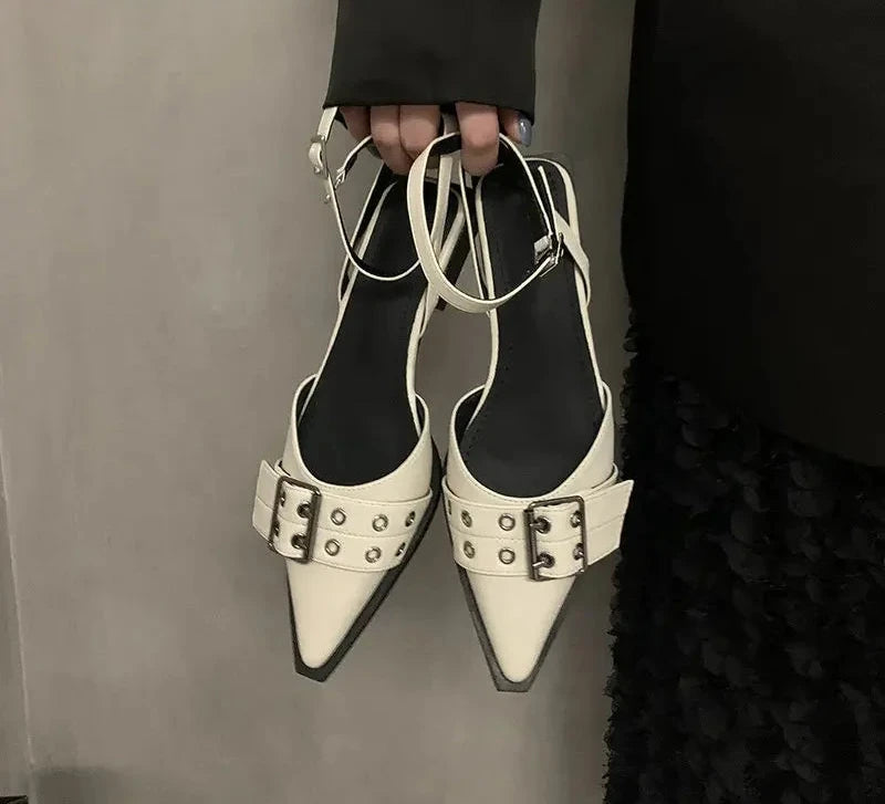 Summer Rivet Women Sandals Designer Ladies Pointed Toe Flats Sandalias Female Elegant Dress Gladiator Shoes Turtleneck Warm Winter