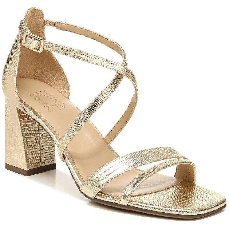 Tiff Womens Leather Block Heel Dress Sandals Tunics Wedding white