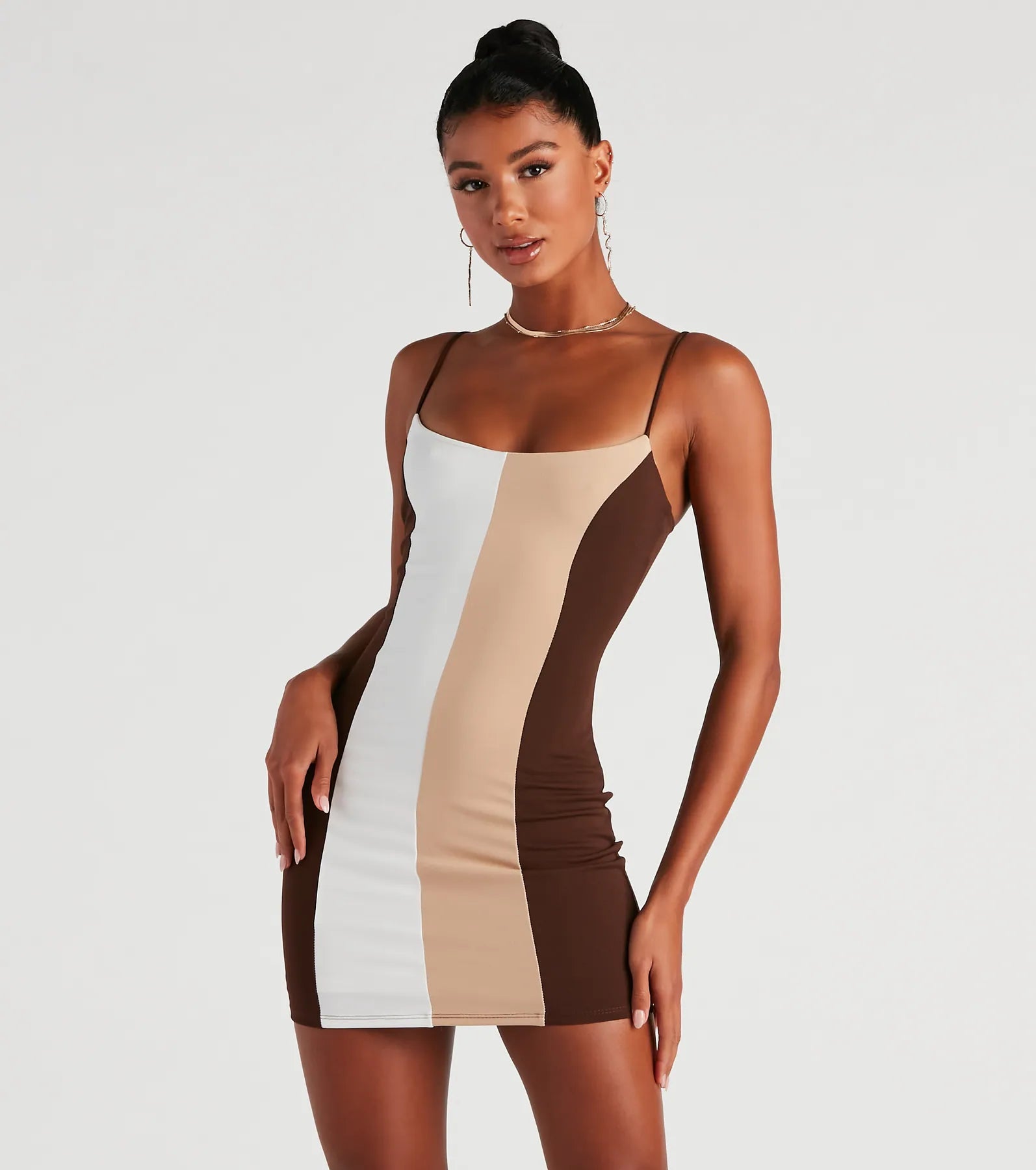 Falling For Color Block Crepe Dress Tunics Cozy comfortable