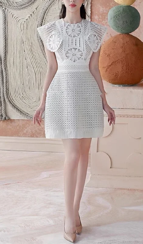 FLORAL SHAWL LACE MINI DRESS Bodycon Club Sequined