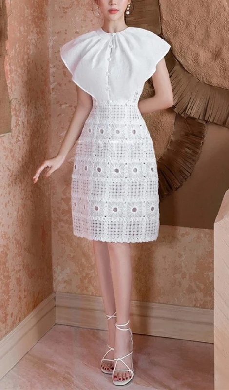 FLOWER SHAWL LACE MINI DRESS Pencil Office Professional