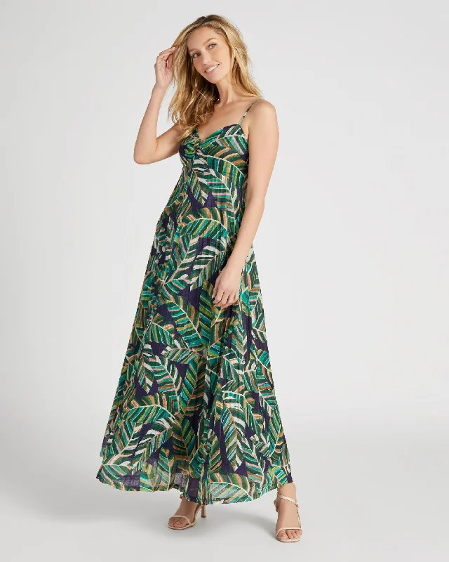 Leaf Print Maxi Strap Dress Tunics Practical easy-care