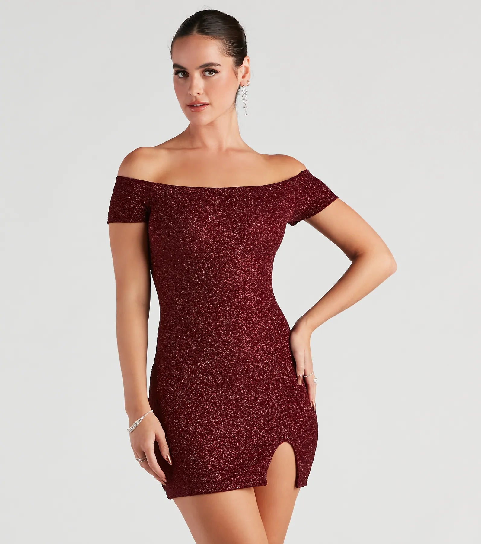 Love Spark Glitter Off The Shoulder Dress Tunics Fall fleece