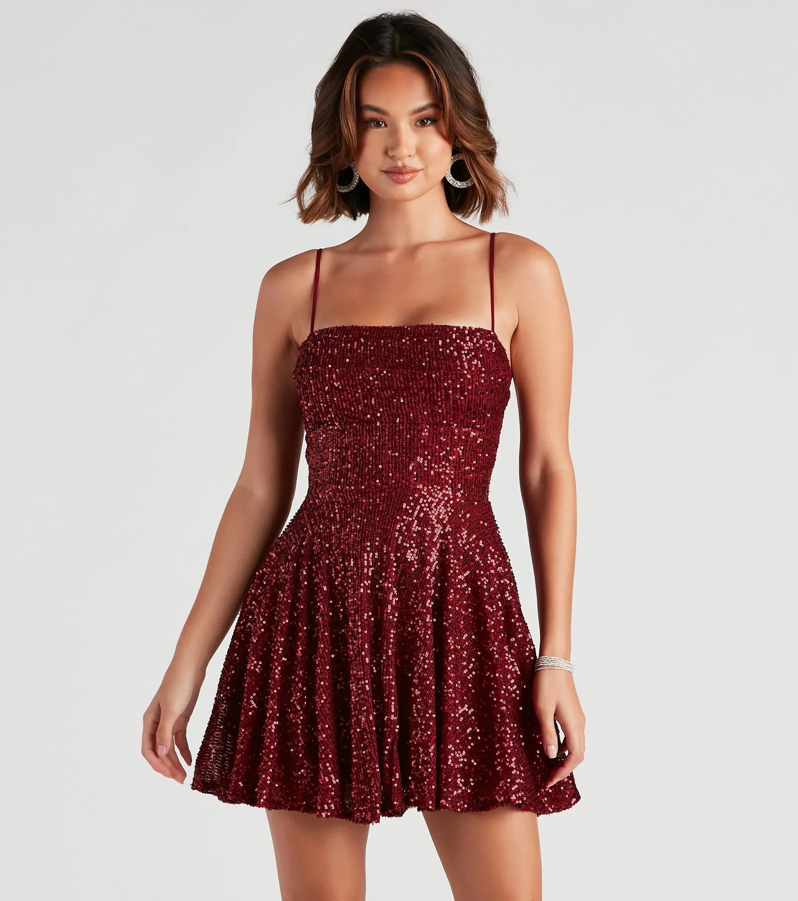 Marybelle Sequin A-Line Dress Boat Neckline Classic