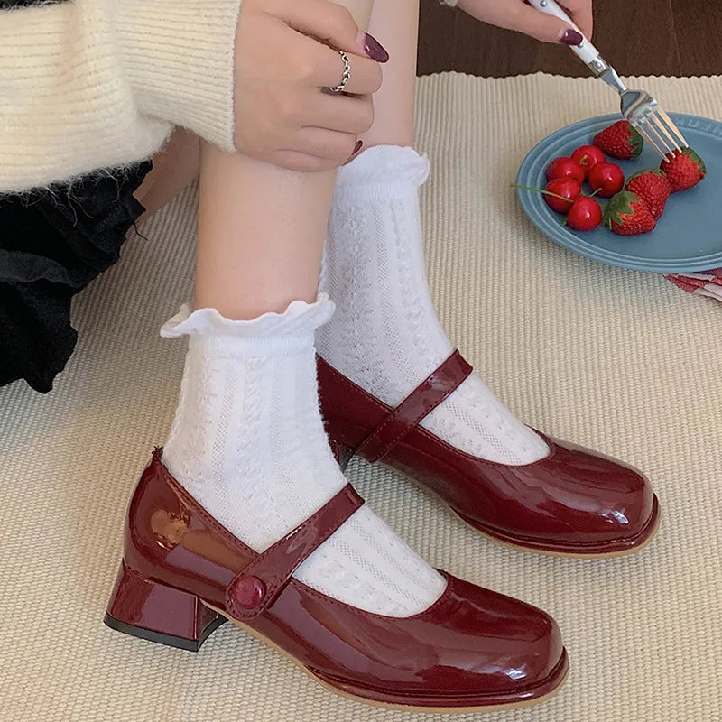 New Women Mary Jane Shoes Fashion Square Toe Shallow Ladies Elegant Dress Single Leather Shoes Square Heel Sandal Tunics Ceremony elegant New Women Mary Jane Shoes Fashion Square Toe Shallow Ladies Elegant Dress Single Leather Shoes Square Heel Sandal Tunics Ceremony elegant