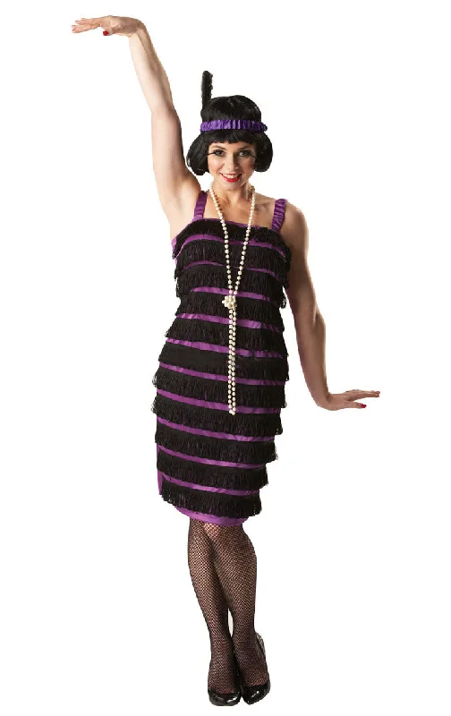 Purple and Black Flapper Dress Tunics Winter warm